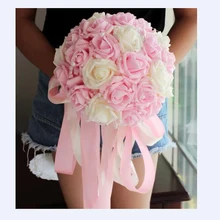 Свадебный букет s Искусственные цветы букет розы белые свадебные букеты свадебная брошь шикарный украшенный бусами плач