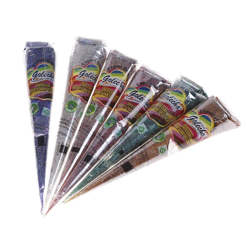 1 قطعة الحناء بريق مخروط 6 ألوان الليزر وشم على شكل رسوم للجسم الطلاء المؤقتة رسم الهندي موقع قران الحناء لصق مخروط بريق المرحلة 1 قطعة الحناء بريق مخروط 6 ألوان الليزر وشم على شكل رسوم للجسم الطلاء المؤقتة رسم الهندي موقع قران الحناء لصق مخروط بريق المرحلة