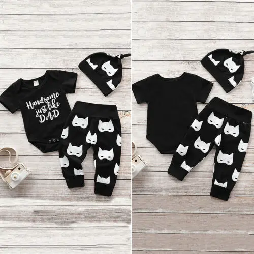 Moda Recien Nacido Bebe Nino Casual Atractivo Negro Manga Corta Como Papa Romper Dibujos Animados Pantalones Impresos Sombrero Traje Set De Ropa Aliexpress Moda Recien Nacido Bebe Nino Casual Atractivo Negro Manga Corta Como Papa Romper Dibujos Animados Pantalones Impresos Sombrero Traje Set De Ropa Aliexpress