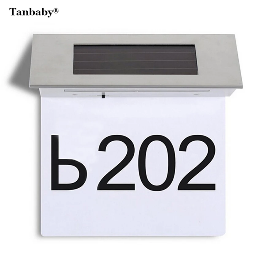 

4 LED White Solar Powered Door Number Light LED Illuminated Sign House Hotel Door Address Plaque Number Digits Plate