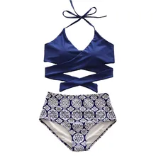 Bikini Split Swimsuit Cross Open Back White Black Blue Women Push-up Padded Bra Bikini Set Swimwear Swimsuit Bathing Beachwear