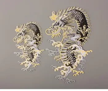 

China dragon big small set applique patches vintage embroidered badge fabric patch Fashion clothing decoration accessories patch