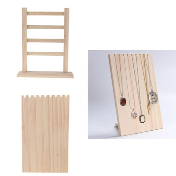 

2pcs Earrings Necklace Chains Display Stand Wood Showcase Jewelry Organizers