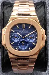 Элитный бренд автоматические механические Для мужчин часы сапфир розового золота прозрачный фазы Луны часы цвет: черный, Синий Серый Белый