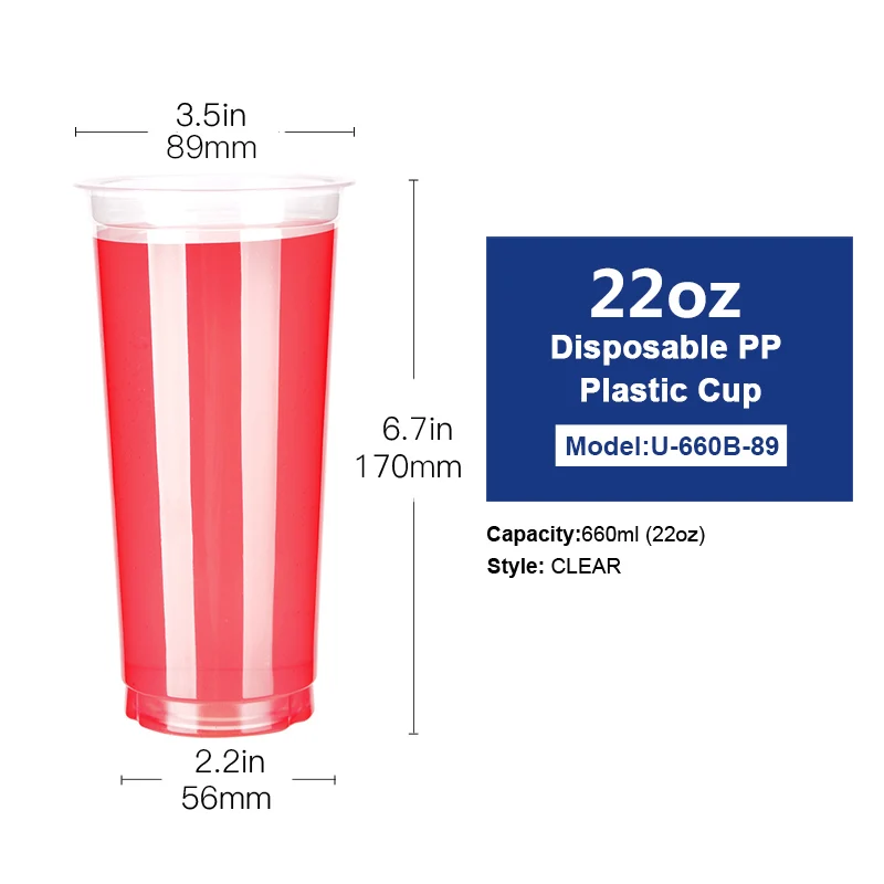 OTOR 10 шт. 17 унций 22 унции прозрачные одноразовые чашки пластиковое ситечко для чая чашка для кофе воды с крышками для замороженного кофе пузыря Boba смузи для вечерние - Цвет: 660ml(22oz)-B