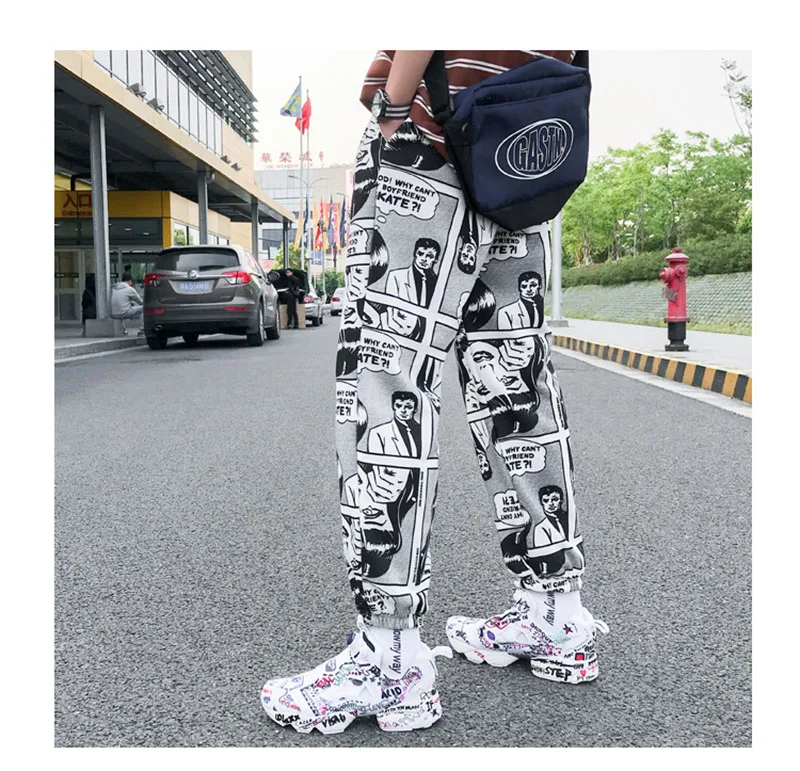 Cool Pants Men Loose Print Trouser Streetwear   (4)
