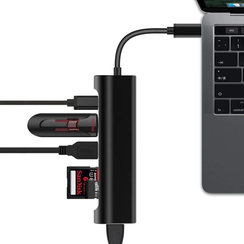 DZLST usb type C 3,1-USB 3,0/HDMI 4 K/SD кард-ридер/PD Thunderbolt 3 концентратор для MacBook samsung S9 huawei mate 10/P20 алюминий