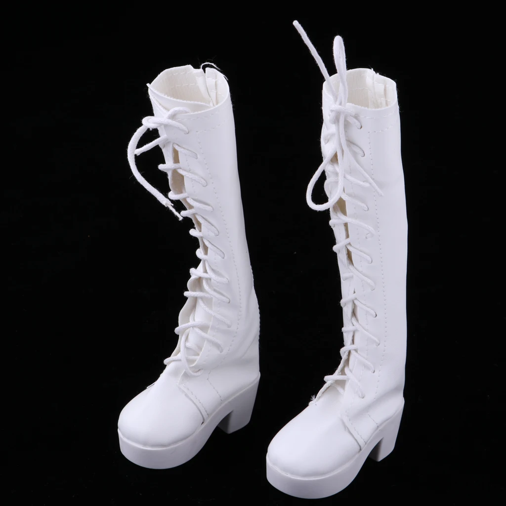 Trendy Princess Lace-Up High Heel Martin Boots for 1/3 BJD 60cm Doll Clothes Decor Dress Up Accessories - White 