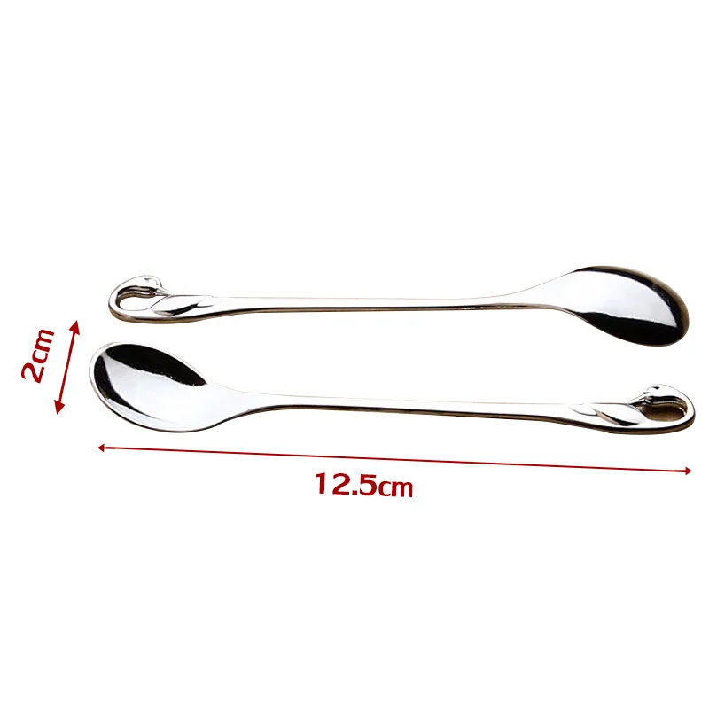 FHEAL Creative Kitchen Dining Bar Swan Dinnerware Spoons Forks Alloy Silver Coffee Spoon Two Teeth Fruit Dessert Forks Flatware (1)