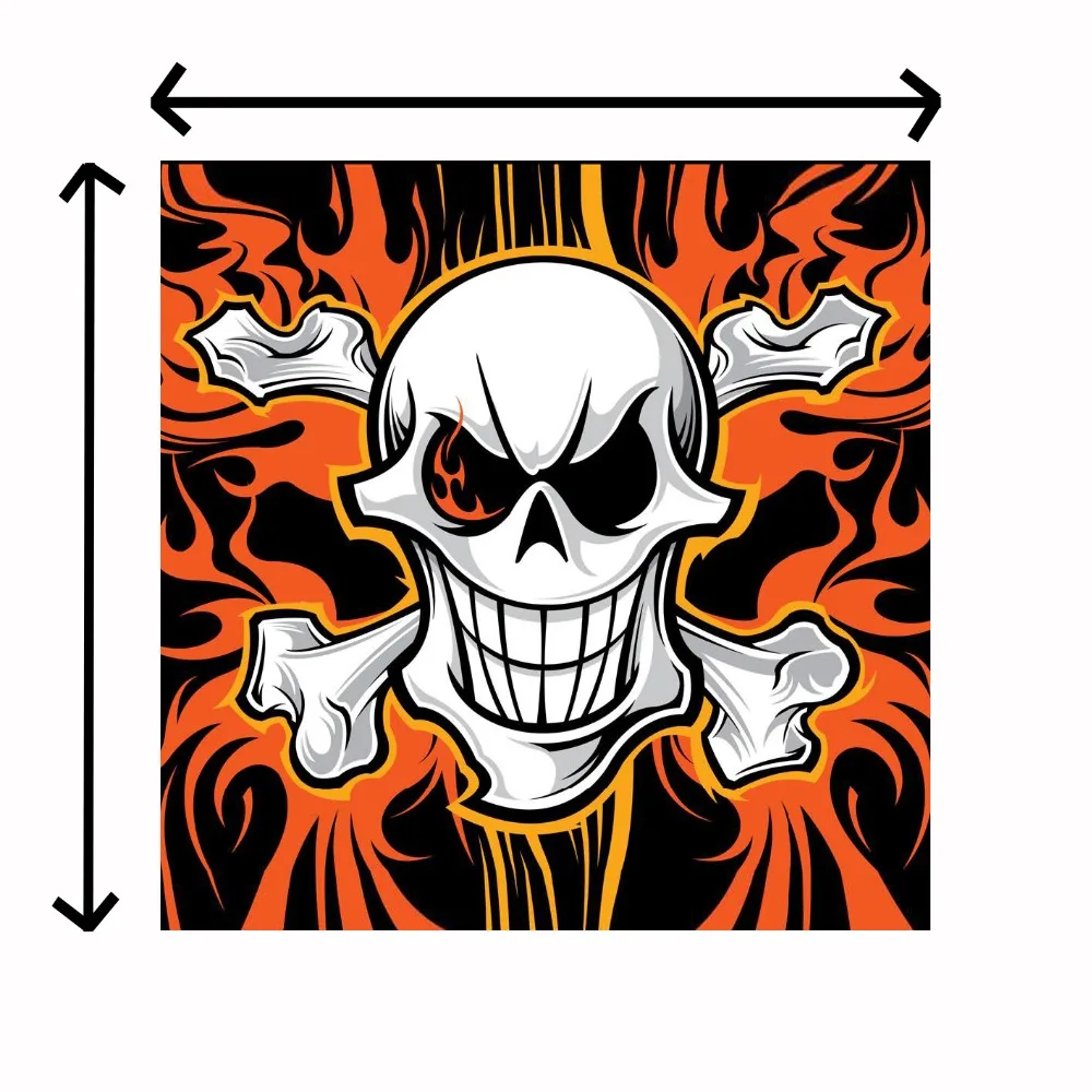 

100D polyester skull hanging decoration flag banner with grommets size 100x100cm