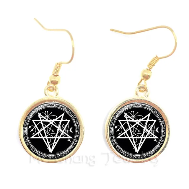 Antique Bronze Plated Clip On Earrings Vintage Pentagram Earring Metal Glass Dome Charm Woman Girl Jewelry Antique Bronze Plated Clip On Earrings Vintage Pentagram Earring Metal Glass Dome Charm Woman Girl Jewelry