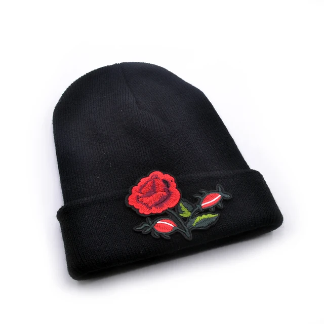 6colors autumn and winter Rose Hat Unisex Warm Cap Flower Knitted Hat