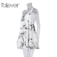 Talever 2017 Summer Dress Cold Shoulder Ruffle Choker Halter Strap Chiffon Beach Dress Backless Hollow Out Party Sexy Vestidos