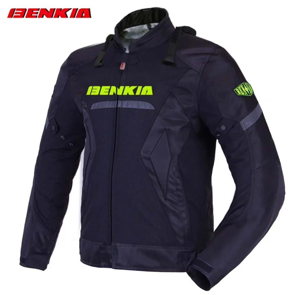 BENKIA JD59 Мужская мотоциклетная тканевая куртка черная зимняя для верховой езды