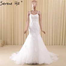 Sleeveless Sexy White Mermaid Tulle Wedding Dresses Embroidery Pearls Fashion Bridal Gown Robe De Mariee 2017 Real Photo