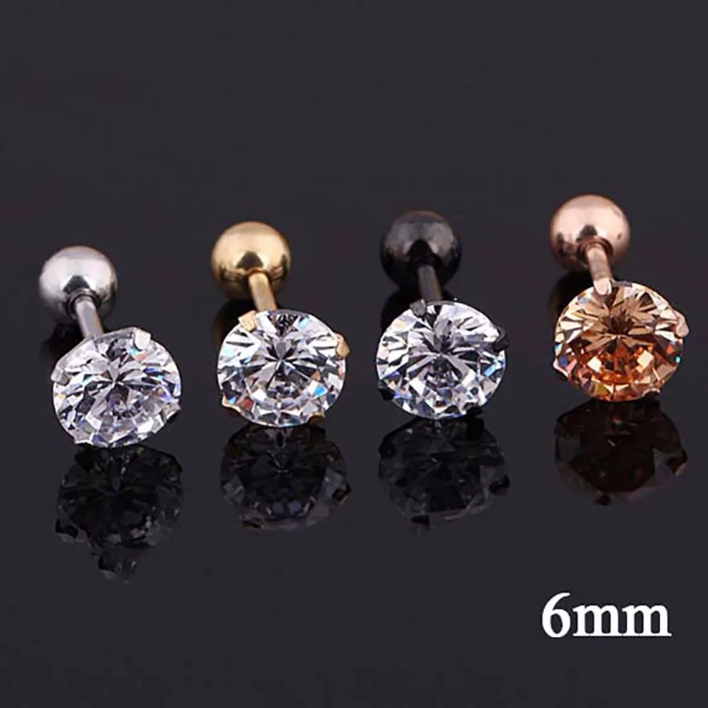 1 шт. Шпилька для ушей золото циркон кристаллы фотоэлемент тела #269104|ear stud gold|ear