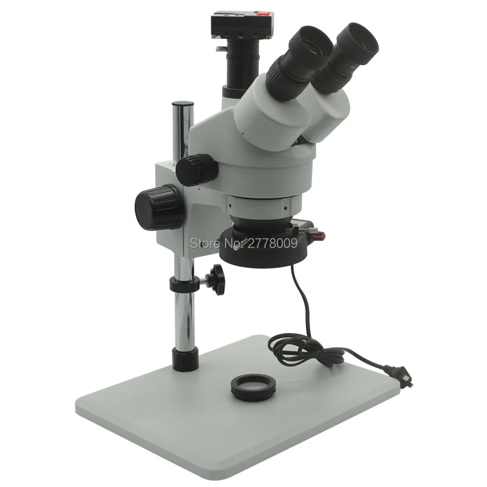 

Trinocular Stereo Microscope 3.5X-90X Continuous Zoom Magnification 16MP 1080P HDMI Camera Large Table LED Light Source