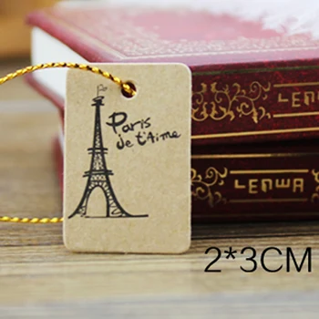 

2x3cm 1000pcs Eiffel Tower Gift Boxes Tgas Brown Kraft Paper Tags Candy Box Tags For Weddings DIY Kraft Gift Hang Tag H0145