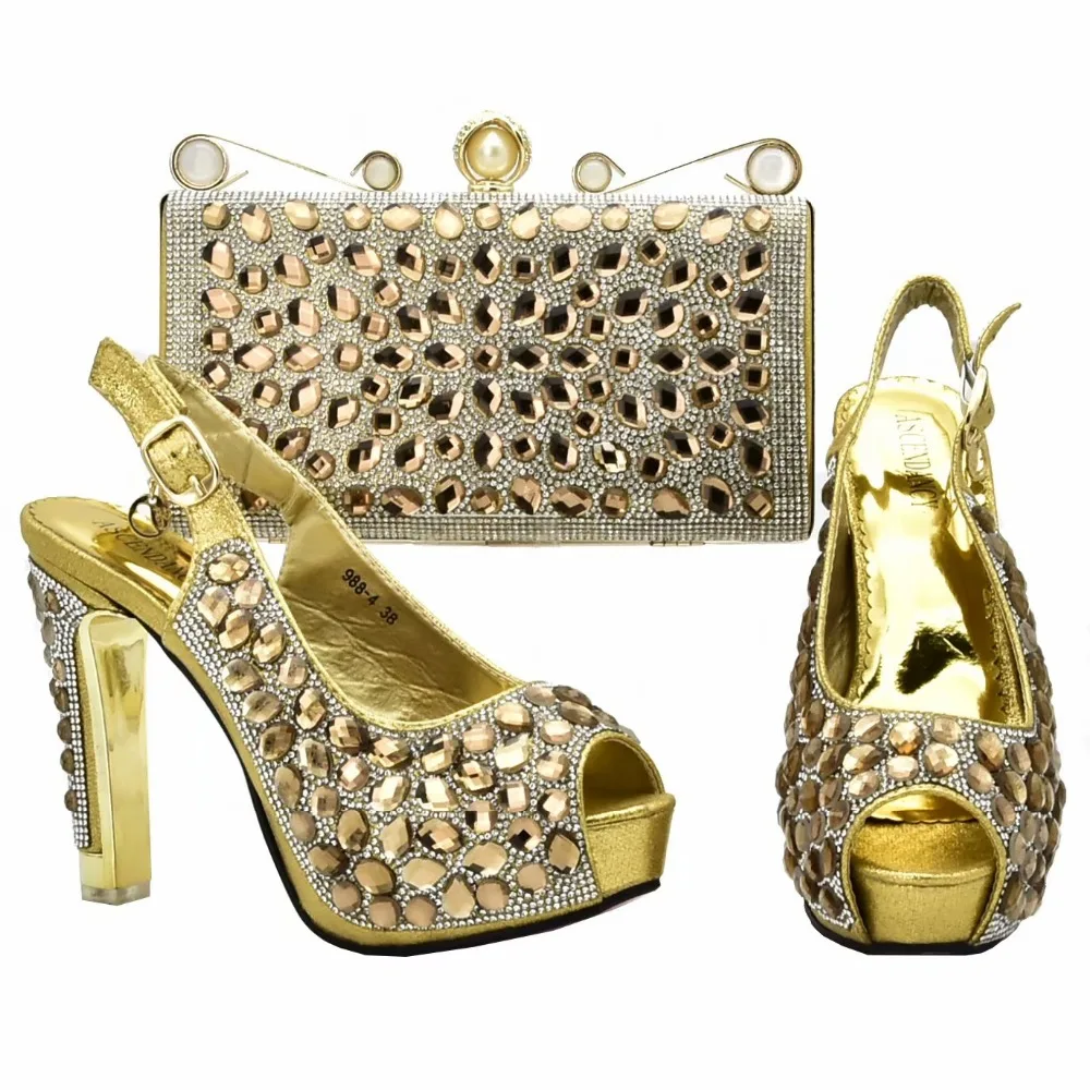

Sandal shoes lady and clutches bag matching set for african aso ebi italian shoes bag gold italian shoes and bag set SB8334-1