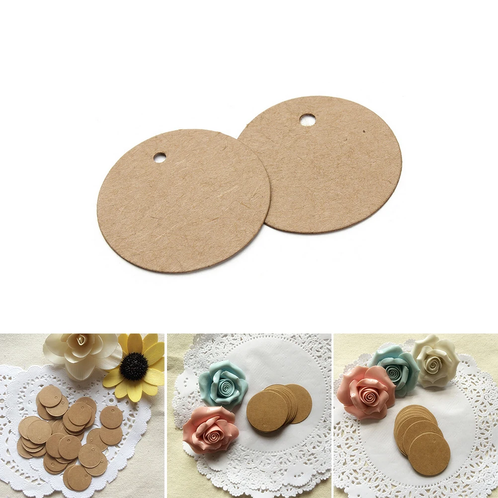 

100pcs Brown Round Kraft Paper Tags DIY Food Label Wedding Gift Decorating Tag 2cm