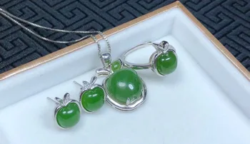 

925 Silver Hetian Biyu Set Exquisite jade, flawless js05#