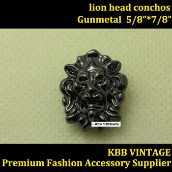 

(KBE04) 10pc Small Lion-Head Conchos Screwback Conchos Leathercraft Gunmetal