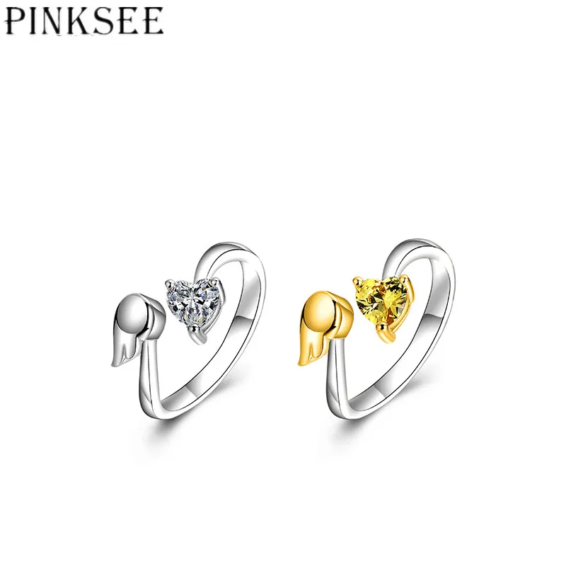 PINKSEE queen Новая коллекция серебряное кольцо сердце Форма Крыло ангела Дизайн