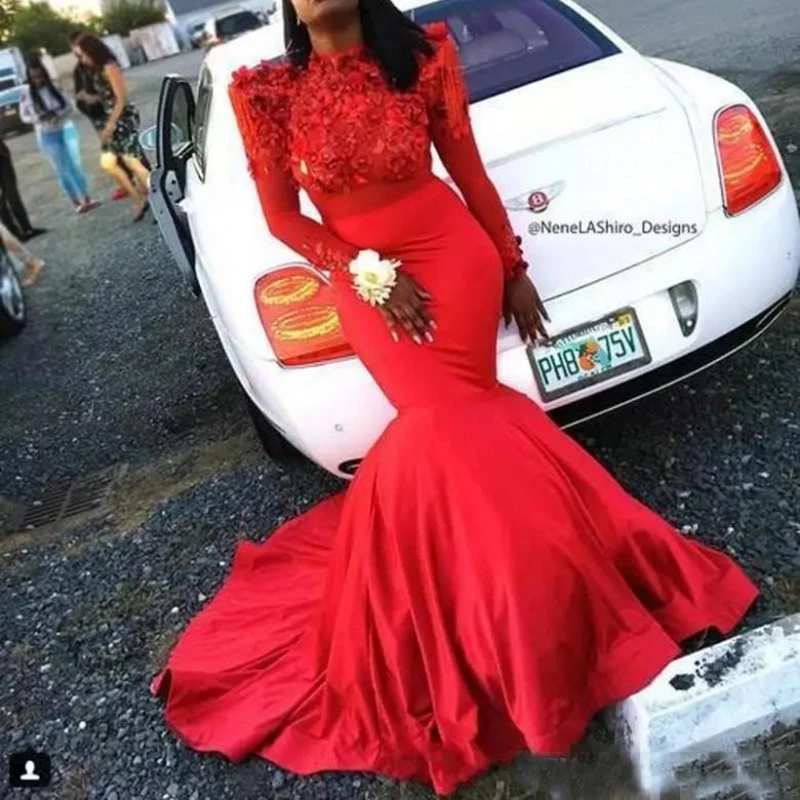 black prom dress with red flowers