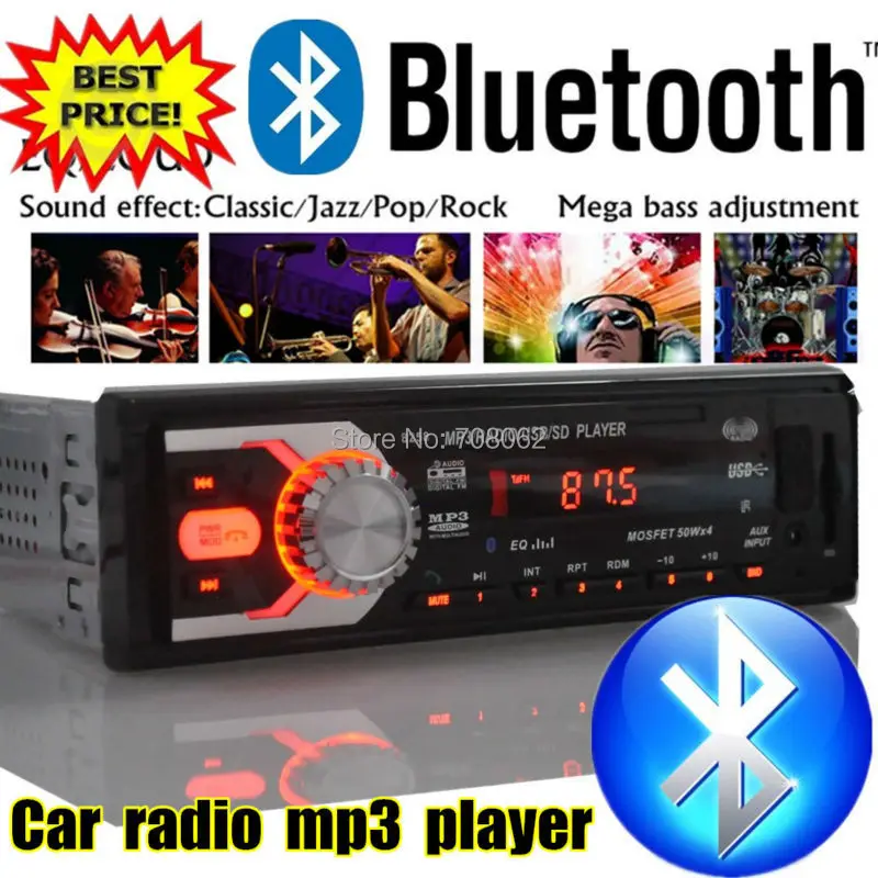 Автомагнитола Автомобильные магнитолы bluetooth 1 din MP3 автомобильный аудио плеер aux в USB SD карта MMC стерео радио-Кассетный проигрыватель