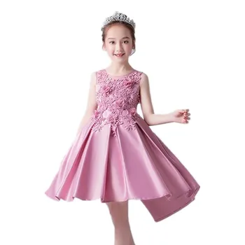 

Flower Girl Dress Tailed Princess Birthday party Fancy Dress Pageant costume for Childeren