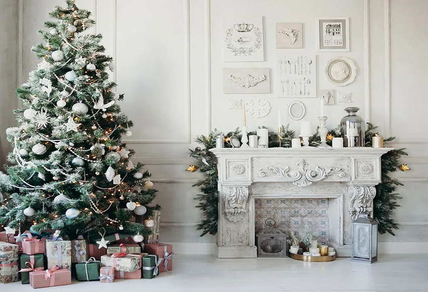 

Photography backdrops Christmas Tree Fireplace photo background Gifts Toy Indoor Children backgrounds for photo studio