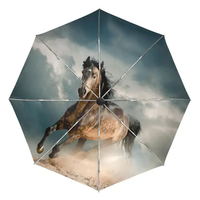 White Horse Running Portable Folding Rain and Sun Beach Umbrellas Hat