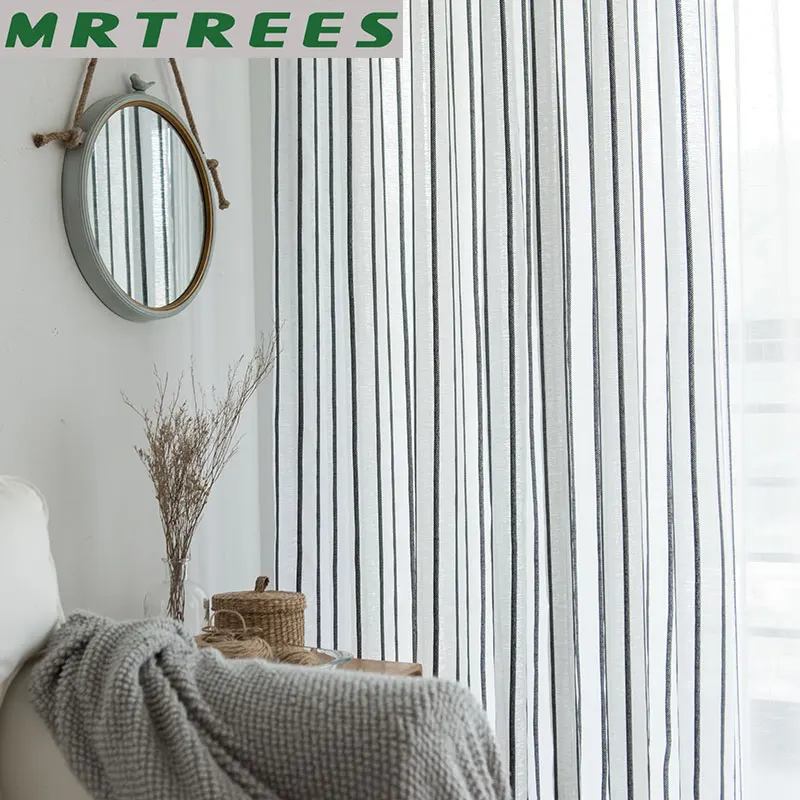 MRTREES тюль для гостинной спальни шторы полосатый окна Шторы s Гостиная Кухня