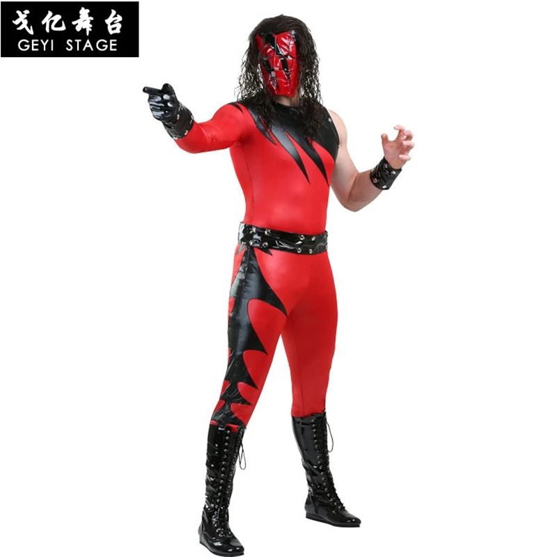 Новый Хэллоуин Kane костюмы WWE супер звезда костюм Косплэй знаменитости Бальные сценическая одежда для взрослых комбинезон