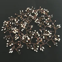 

SLBRIDAL Rose Gold Crystal Rhinestone Pearls Floral Wedding Hair accessories Hairband Bridal Headband Bridesmaids Jewelry Women