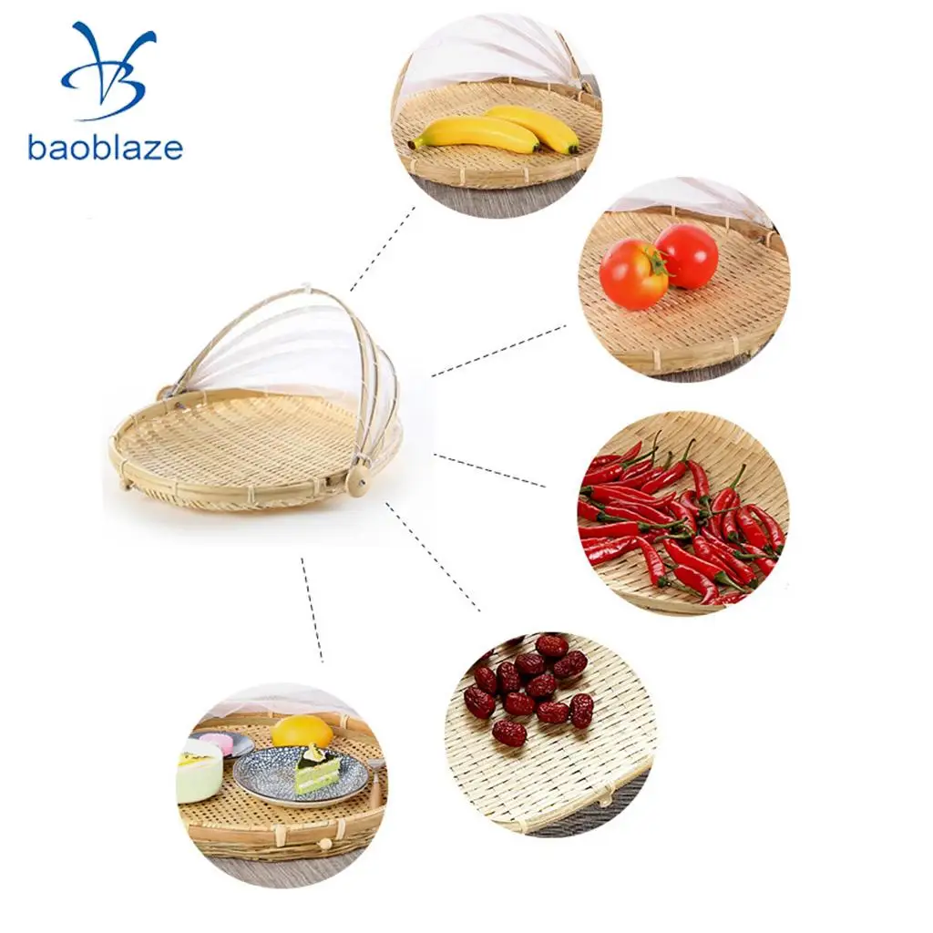 Bamboo Serving Food Tent Basket Hand Woven Fruit Baskets Storage 6 Designs