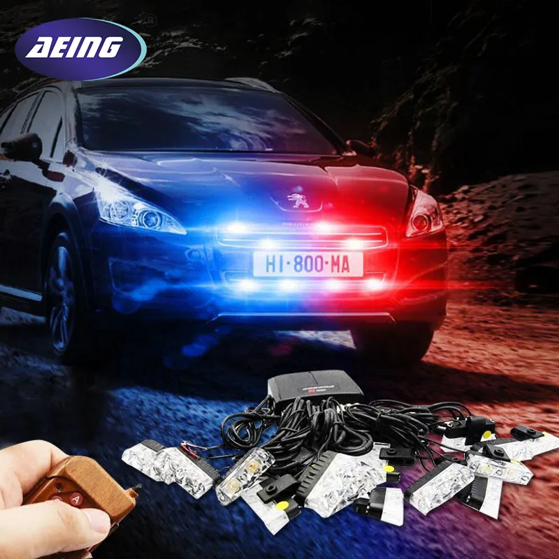 AEING 16x 2 Car LED Flash Emergency Strobe Warning Grill Light wireless control Ultra Bright 32