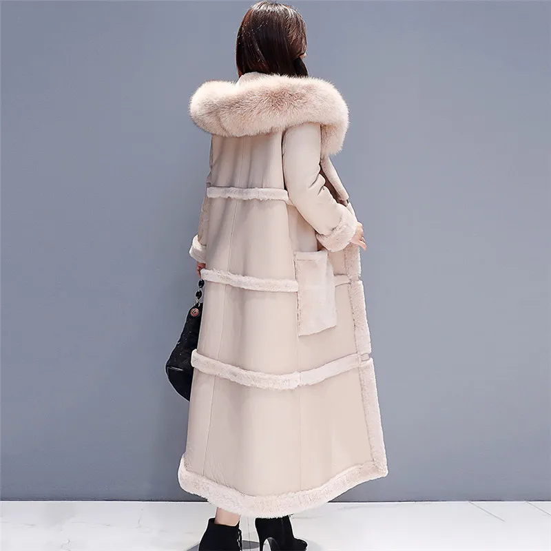 Зимняя шерстяная куртка женское темпераментное кожаное пальто средней длины модное элегантное пальто утепленная теплая шерстяная куртка DD0832