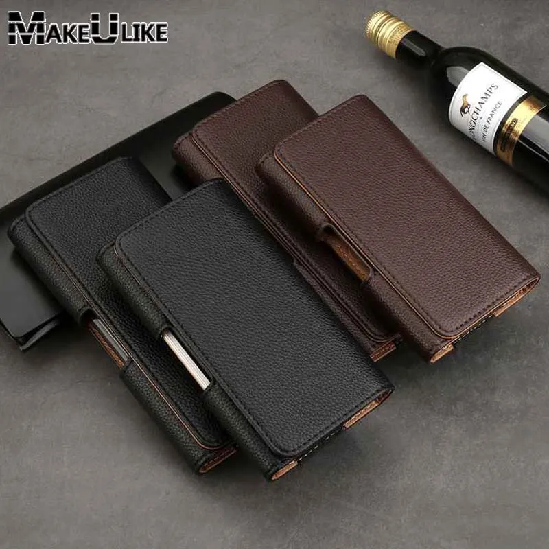 

MAKEULIKE PU Leather Pouch Case For Iphone 8 Plus Litch Belt Clip Universal Holster Bags For Iphone 7Plus 6Plus Iphone X Case