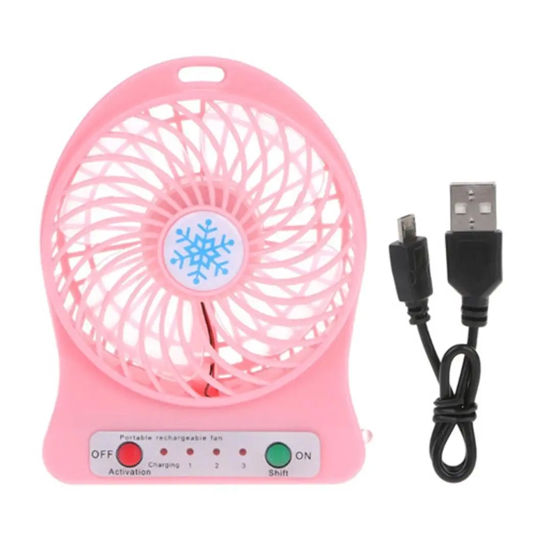 Портативный Перезаряжаемый мини USB вентилятор воздушный охладитель портативный светодиодный светильник вентилятор воздушный охладитель настольный USB вентилятор третий ветер без батареи - Цвет: Pink