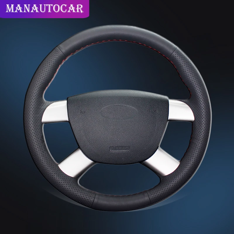 

Genuine Leather Car Braid On The Steering Wheel Cover for Ford Focus 2 2005-2011 Kuga 2008-2011 C-MAX 2007-2010 Auto Interior