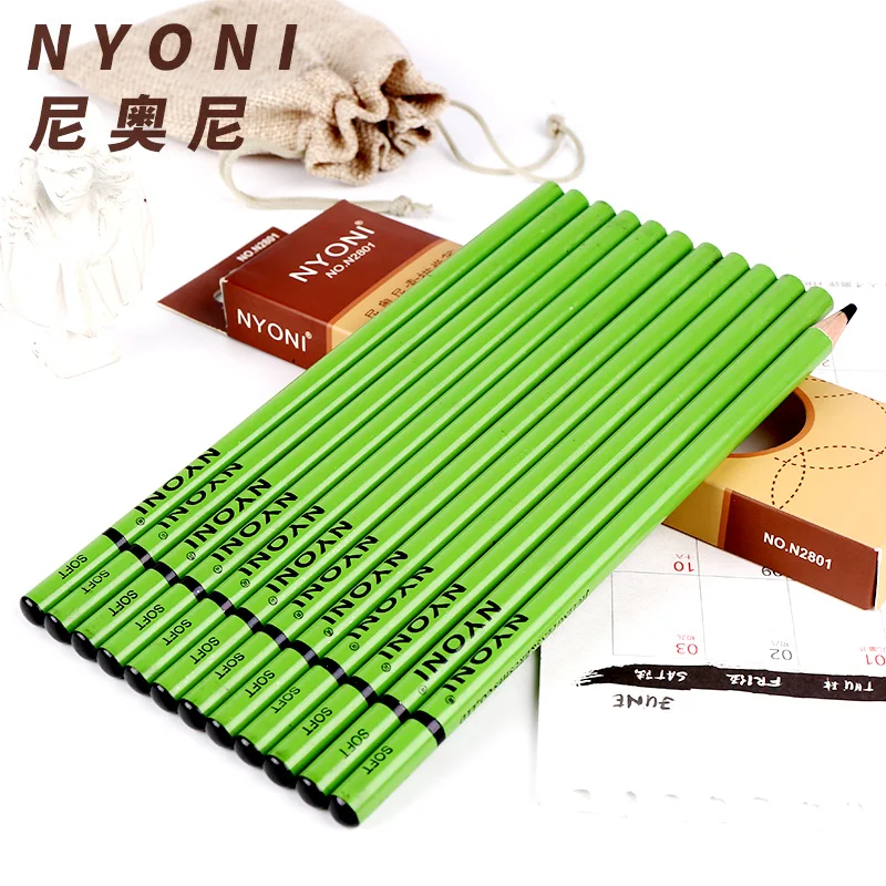 

BGLN 12Piece/Set Sketch Painting Charcoal Pencils For Drawing School Art Supplies lapices Student Stationery Soft/Neutral/Hard