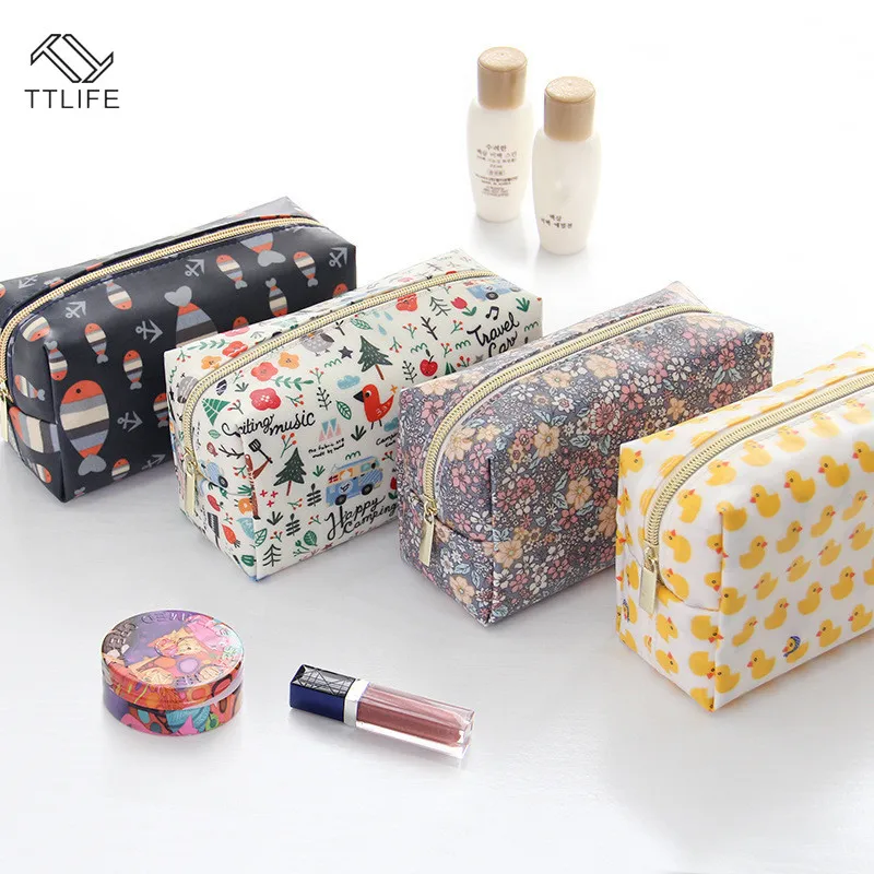 

TTLIFE Cartoon Animal Travel Cosmetic Bag Fish Duck Pattern Zipper Make Up Organizer Storage Bags Toiletry Beauty Wash Bath Case