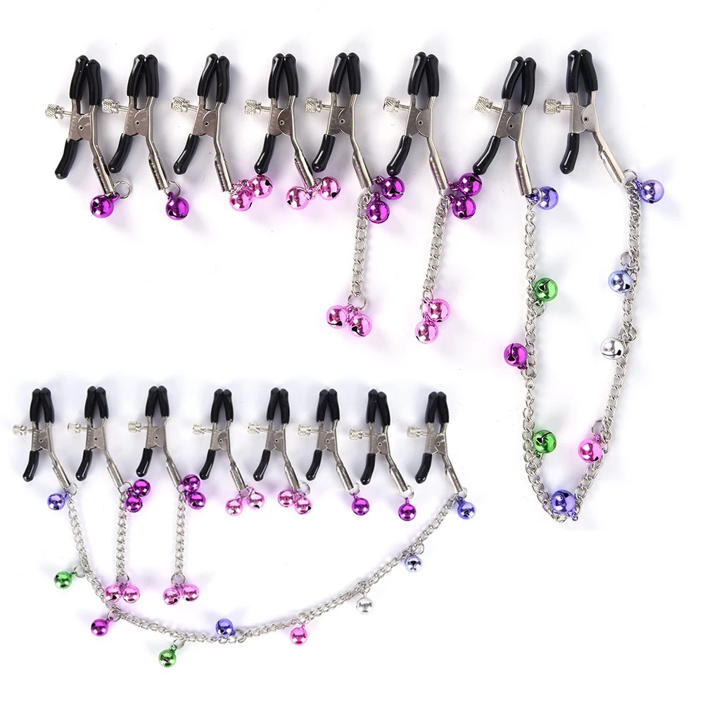 

1 Pair Metal Bell Nipple Clamps With Chain Clips Women Body Jewelry