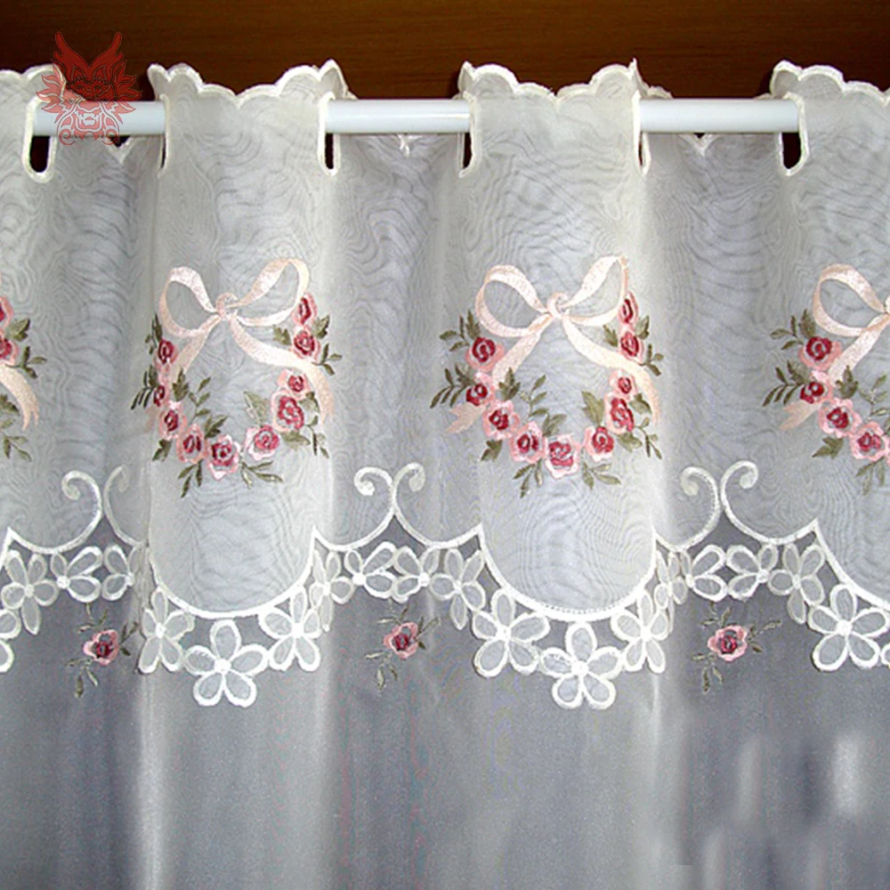 Pastoral floral bordado media cortina ventana cortina de tul para café cocina cortina pastoral SP4903 envío gratis Pastoral floral bordado media cortina ventana cortina de tul para café cocina cortina pastoral SP4903 envío gratis