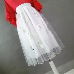 Новый сезон: весна–лето Для женщин белый Цвет lline до середины икры натуральный эластичный пояс юбки Бесплатная доставка xhsd-3146