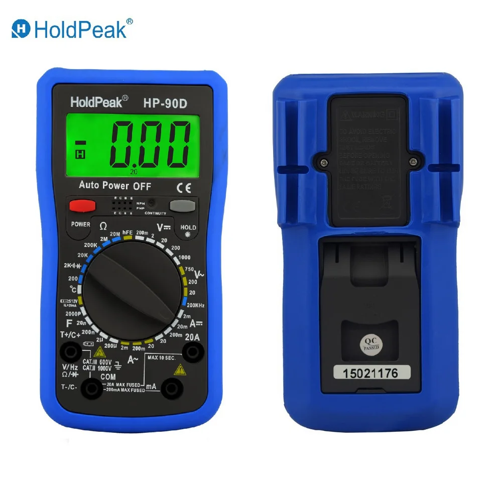 

Multimetro Digital HoldPeak HP-90D 1000V&20A Digital Multimeter Meter Temperature/Frequency/Capacitance Tester