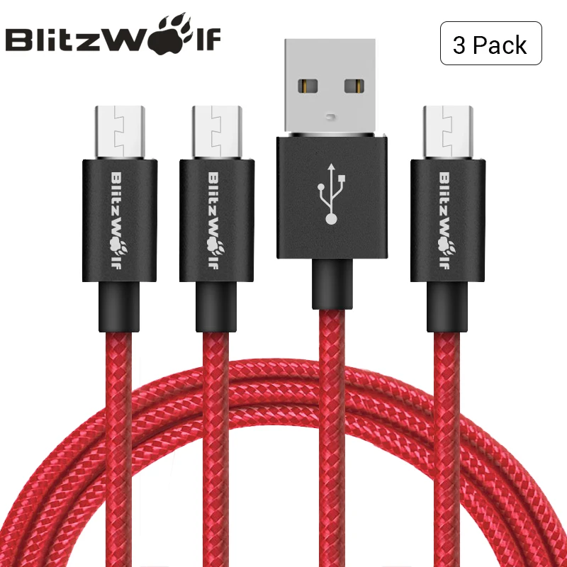 imágenes para BlitzWolf 3 Unids/lote Micro USB Cable de Datos Del Teléfono Móvil Cable de 1 m 1.8 m 2.5 m Android Universal de Datos de Carga Cable Para Samsung imágenes para BlitzWolf 3 Unids/lote Micro USB Cable de Datos Del Teléfono Móvil Cable de 1 m 1.8 m 2.5 m Android Universal de Datos de Carga Cable Para Samsung