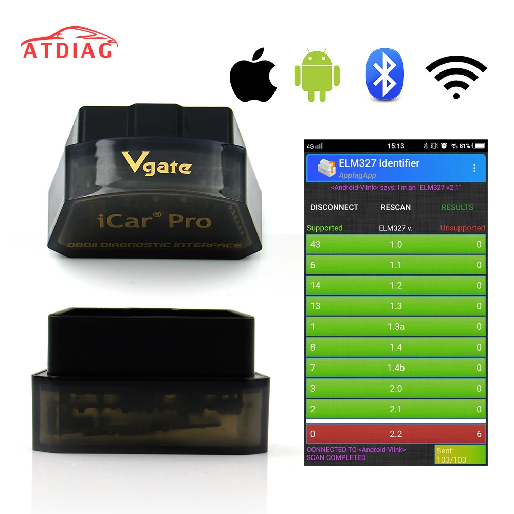 

Hot Vgate iCar pro ELM327 Bluetooth 4.0/WIFI OBD2 Car Diagnostic Scanner For Android/IOS ELM 327 Software V2.1 Diagnostic-Too