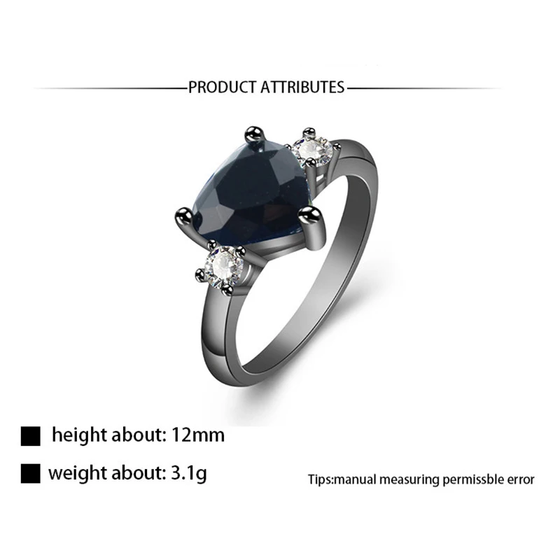 Love Black Heart Shaped Crown Ring Black Gold Filled Cubic Zirconia Rings For Women Wedding Anniversary Jewelry Anel Gifts dm103 (2)